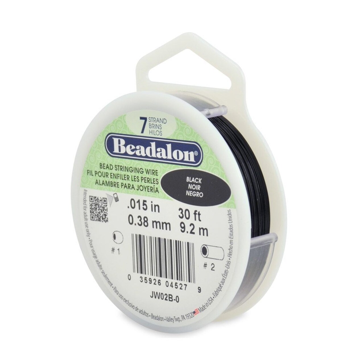 Black Beadalon Beading Wire .015" Thickness 7 Strand (30 Feet)